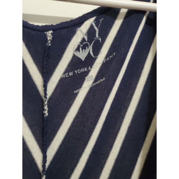 NEW YORK & CO Size L Striped Dress Blue And White - Picture 3 of 4
